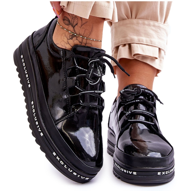 S.Barski Crne lakirane tenisice Chantal crno