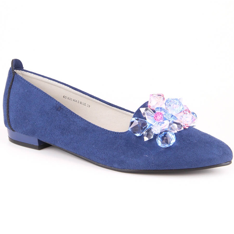 Ženske plave balerinke od brušene kože s kristalima T.Sokolski W23-464 plava