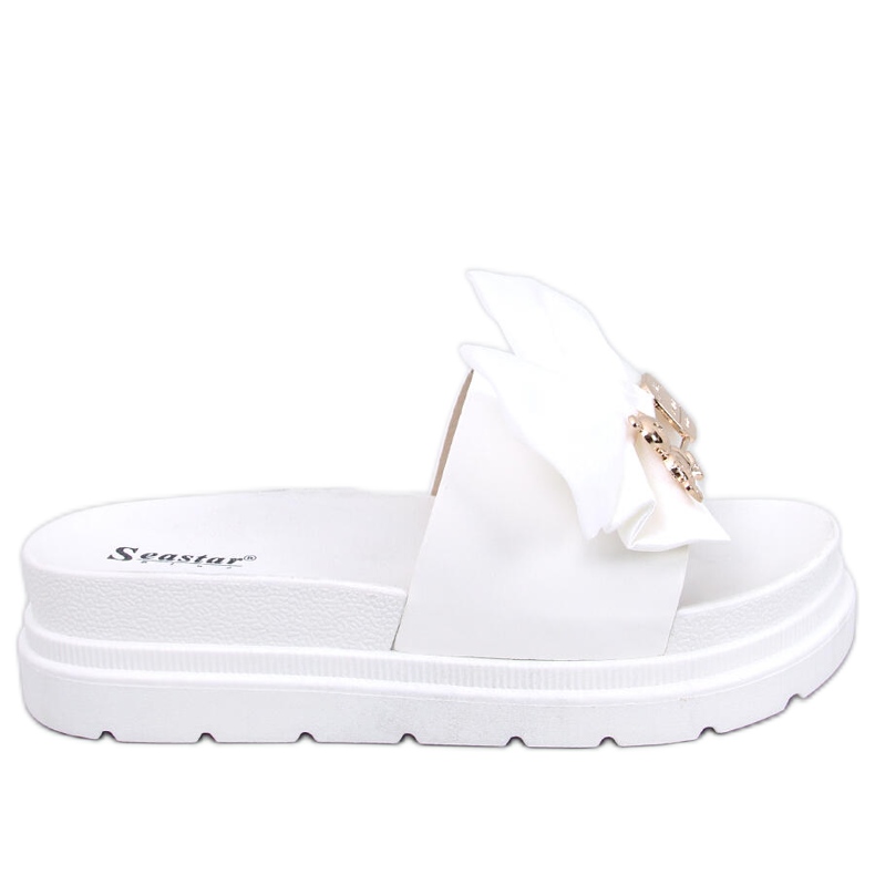 BM Teddy White medo papuče s platformom bijela