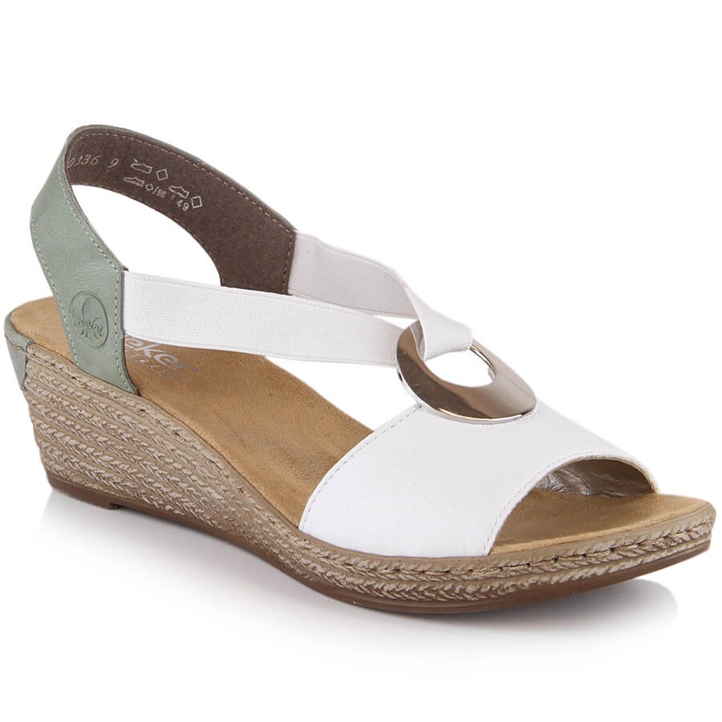 Udobne ženske sandale na wedge Rieker 624H6-80 bijela