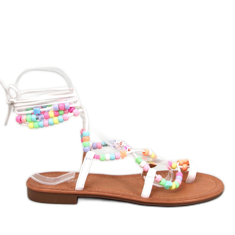 Seastar Megh bijele rimske čizme s perlama bijela