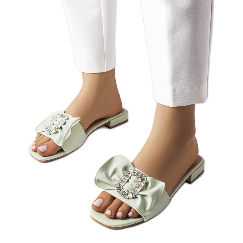 Zelene elegantne papuče sa kamenčićima iz Fifi zelena