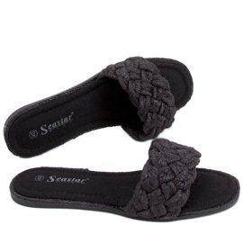 BM Erika Black ženske papuče na vezanje crna
