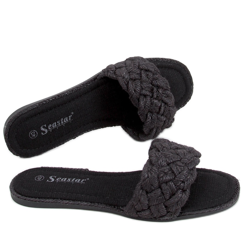 BM Erika Black ženske papuče na vezanje crno