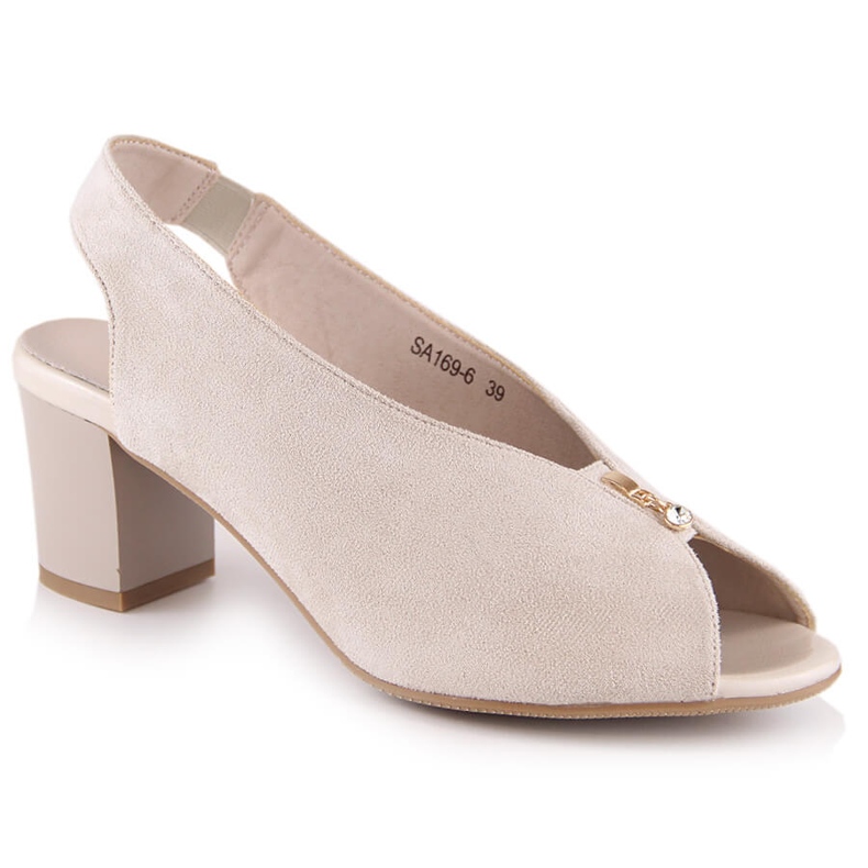 M. DASZYŃSKI Ženske sandale od brušene kože na bež natikači M.Daszyński SA169-6