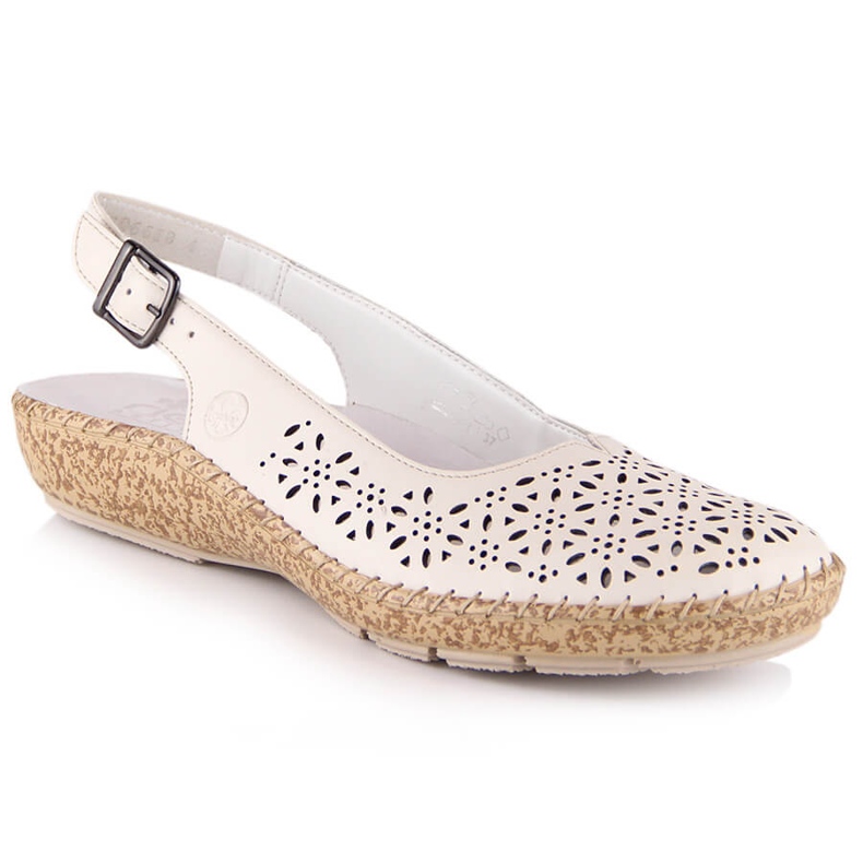 Kožne udobne otvorene sandale bež Rieker 44861-60