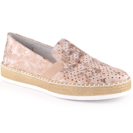 Udobne ženske ažurne cipele od ružičastog zlata Rieker L7852-31 zlatna