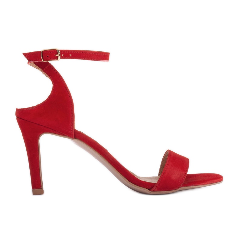 Marco Shoes Elegantne sandale od prirodnog antilopa crvena