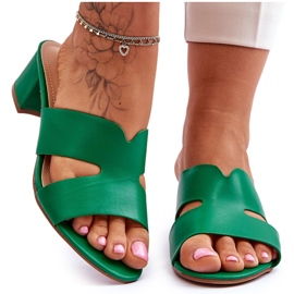 Joia Klasične kožne sandale na nisku petu Miley Green zelena