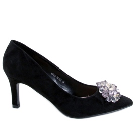 Breinne crne nitne od brušene kože s kamenčićima crna