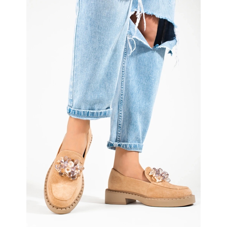 W. Potocki Ženske bež natikače od brušene kože Potocki