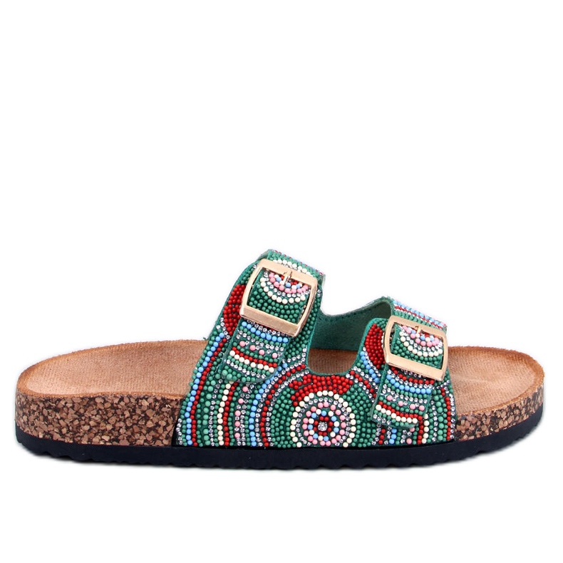 Seastar Papuče od pluta s perlicama Adaora Green zelena