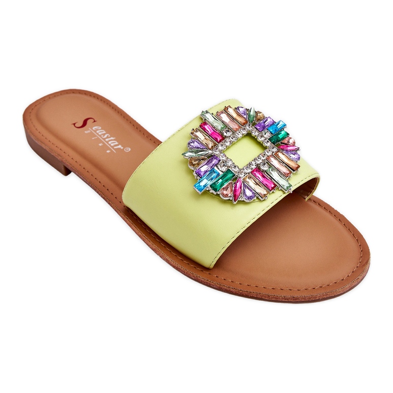 Modne ženske papuče sa zelenim Halsey ukrasom zelena