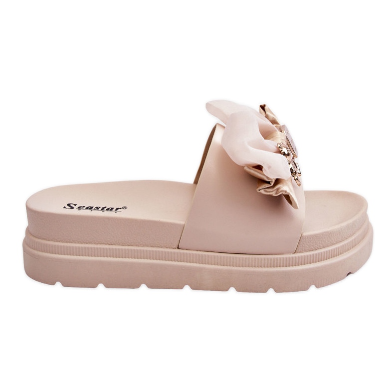 PE1 Papuče s mašnom i ukrasom Teddy Beige Suzy bež