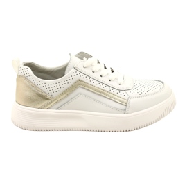 Bijelo-zlatne kožne tenisice na vezanje Evento 23PB08-5389 bijela