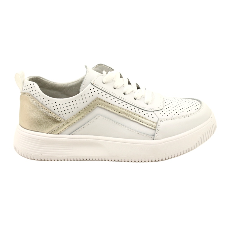Bijelo-zlatne kožne tenisice na vezanje Evento 23PB08-5389 bijela