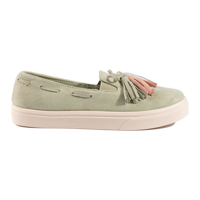 Shelovet natikače s resicama od zelene antilop kože zelena