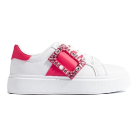 Bijele ženske tenisice s ružičastim Shelovet umetkom bijela