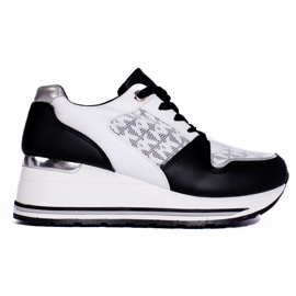 Crno-bijele Shelovet ženske tenisice na wedge crna