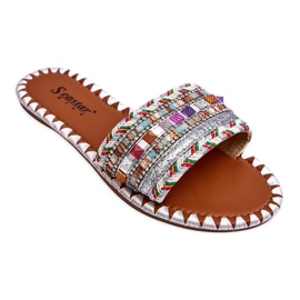 Ženske ukrašene sandale Bijela Bellisa srebro