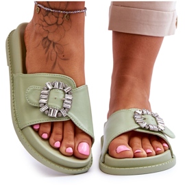 Ženske papuče s platformom sa zelenim Beneca ukrasom zelena