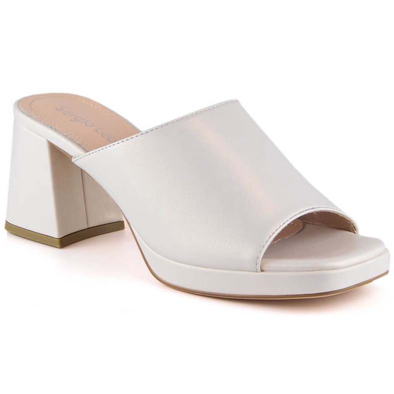 Ženske biserne sandale na stup s elastičnom trakom Sergio Leone KL322 bež