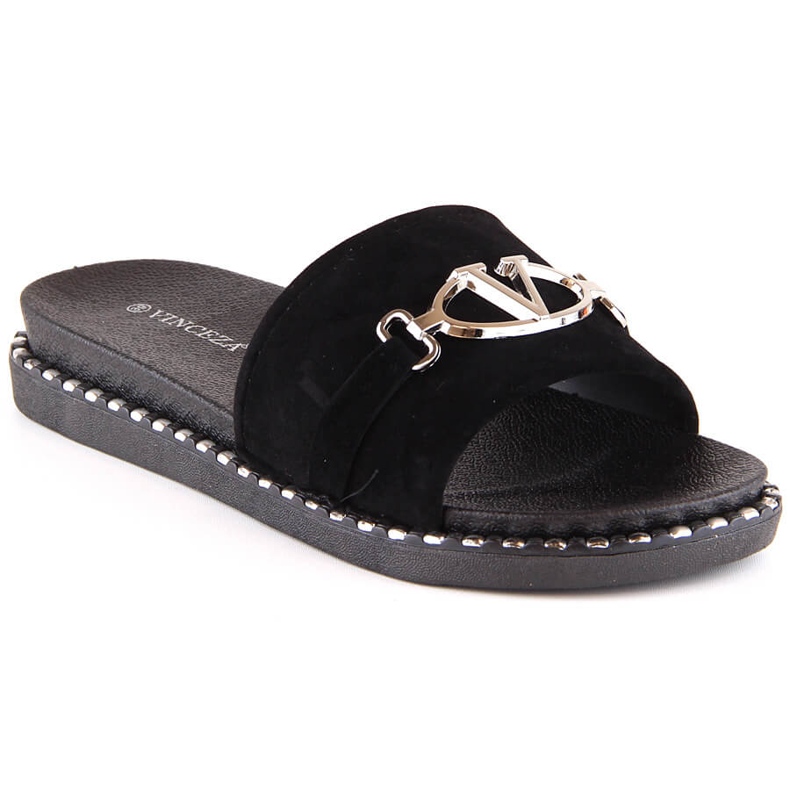 Ženske antilop papuče s crnim ukrasom Vinceza 30183 crno