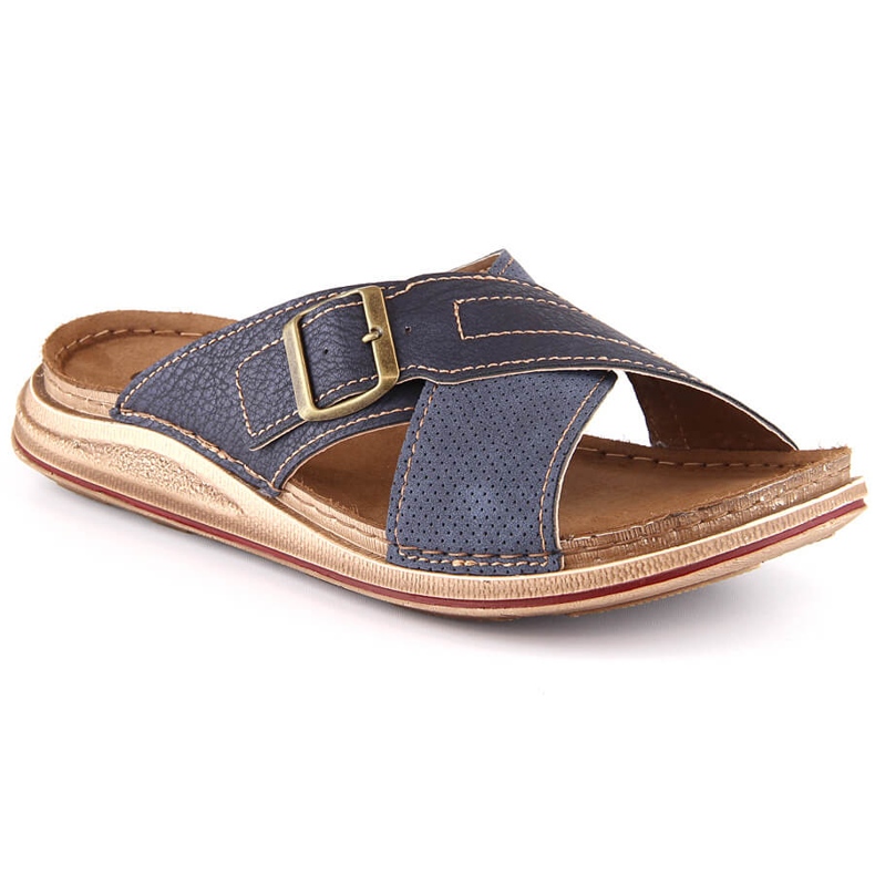 Udobne muške papuče s tamnoplavom kopčom Inblu VE000003-004 plava