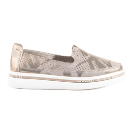 Shelovet kožne zlatne ažur cipele zlatni