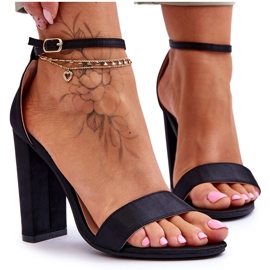 Satenske sandale na visoku petu Black Linsy crno