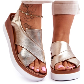 Lemar Zlatne Morgan kožne sandale na platformu zlatni