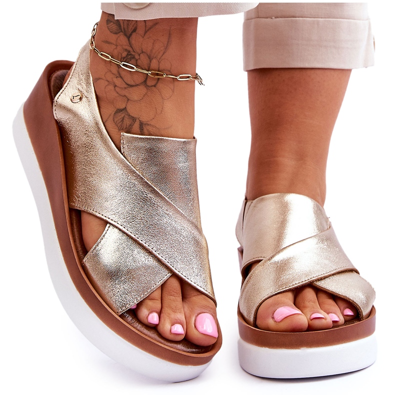 Lemar Zlatne Morgan kožne sandale na platformu zlatna