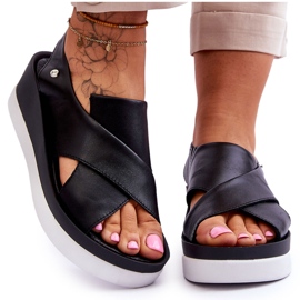 Lemar Crne kožne sandale na tanku Morgan crna