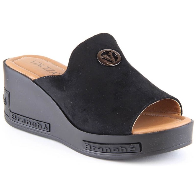 Vinceza W 10907 sandale na klin crne crno