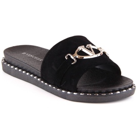 Vinceza W 30183 crne papuče s ukrasom crna