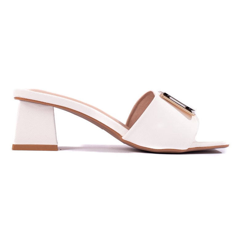 Ženske papuče na nisku petu Shelovet bijele boje bijela