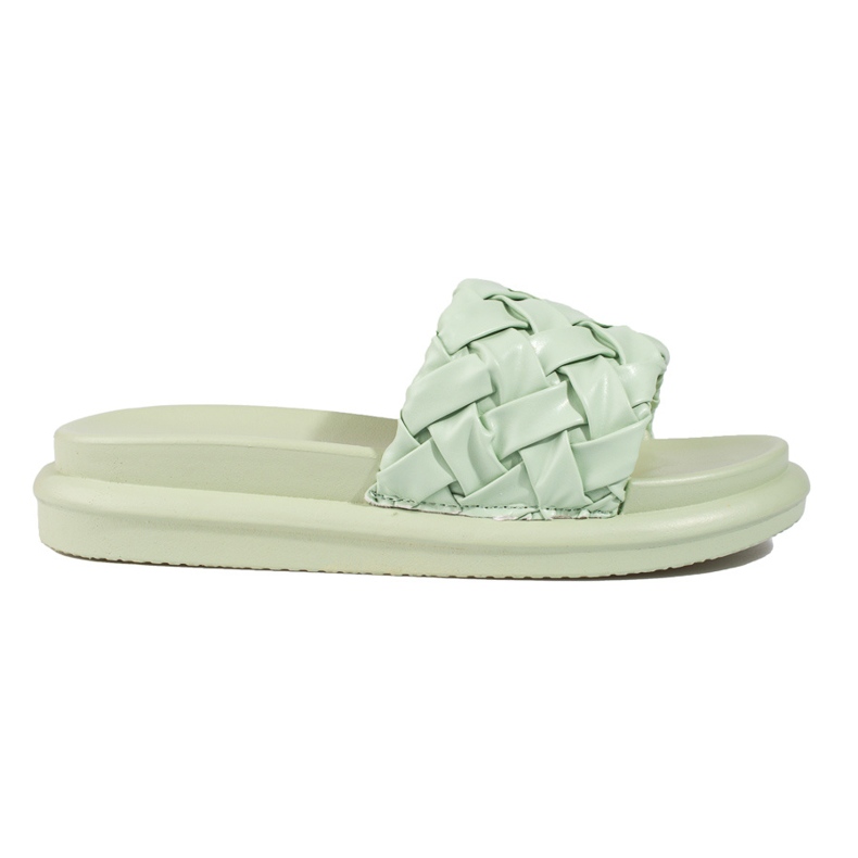 Svijetlo zelene papuče na debeloj Shelovet platformi zelena