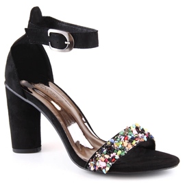 Ženske antilop sandale na špicu sa crnim perlicama Vinceza 17259 crna