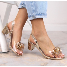 2014-5 Ženske prozirne sandale s perlama zlatne Sabatina 2014-5 zlatni