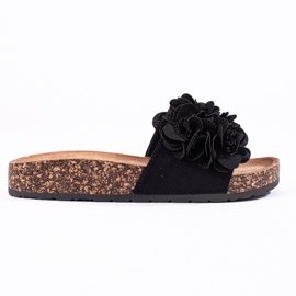 Shelovet crne plutene papuče s cvjetićima crna