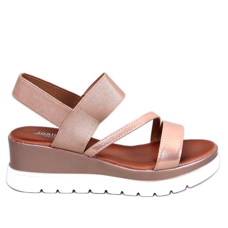 BM Sandale na klin boje šampanjca Carlton ružičasta