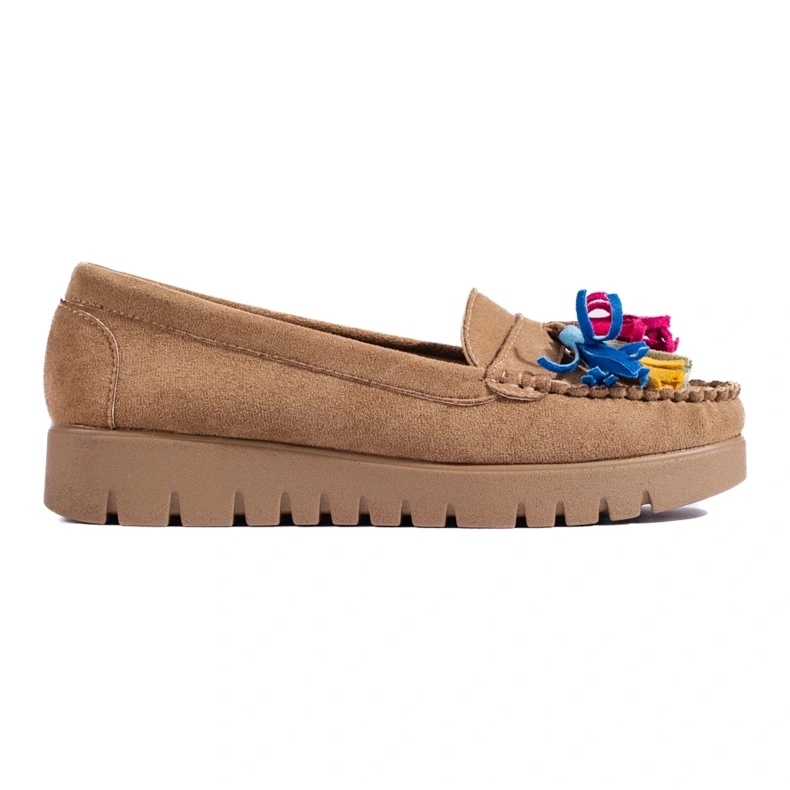 W. Potocki Boho mokasine od brušene kože Potocki s resicama bež