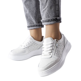 Bijele kožne cipele ukrašene Jezzi patentnim zatvaračem bijela