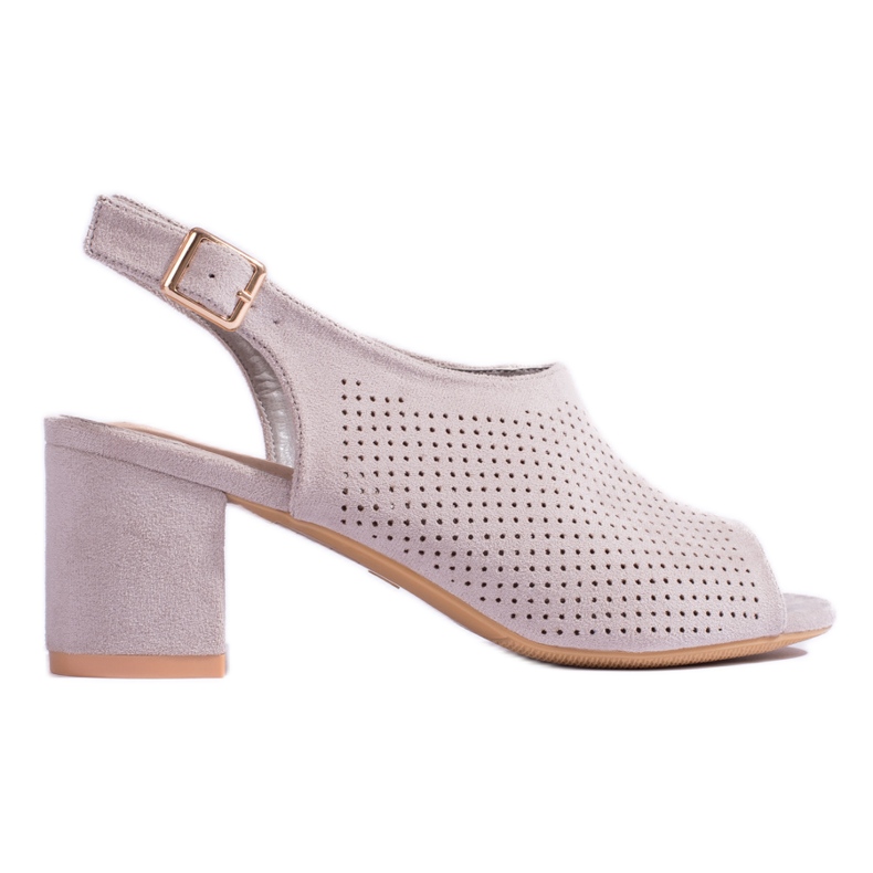 W. Potocki Shelovet sive ažurne sandale na visoku petu siva