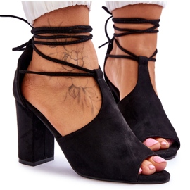 PG1 Crne sandale na visoku petu od antilopa Sophie crna