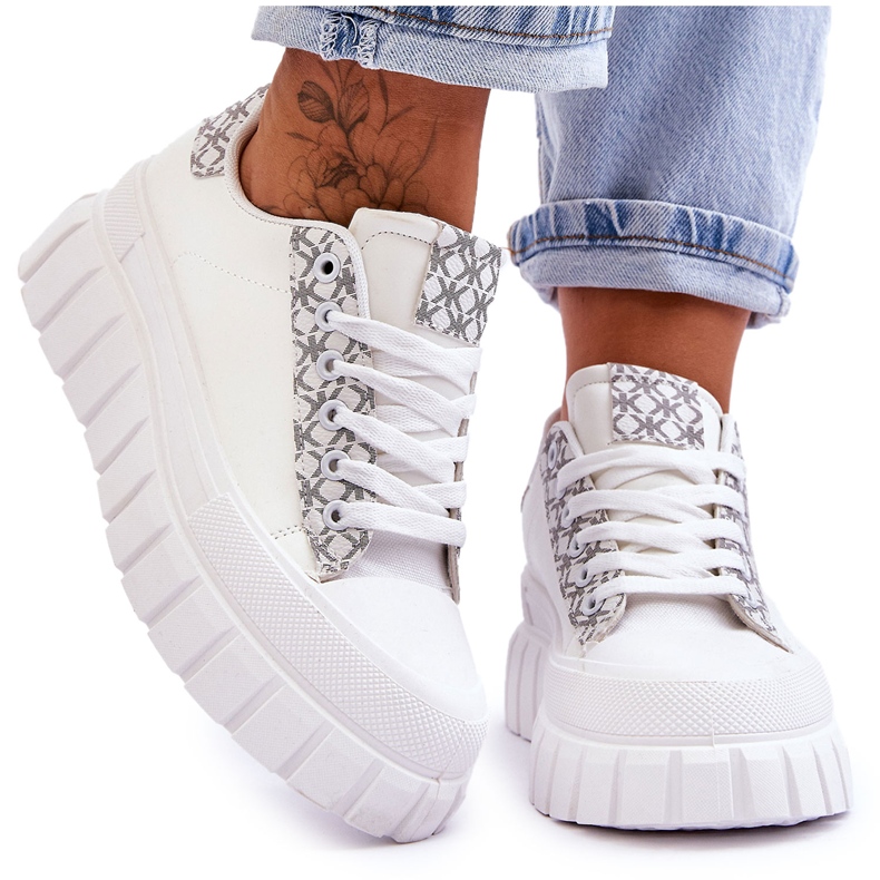 PG1 Ženske kožne tenisice s platformom Bijele Alison bijela