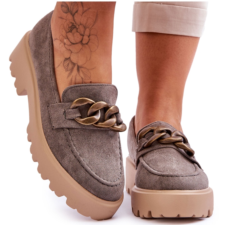 Ženske natikače od brušene kože S.Barski HX52-222 Siva