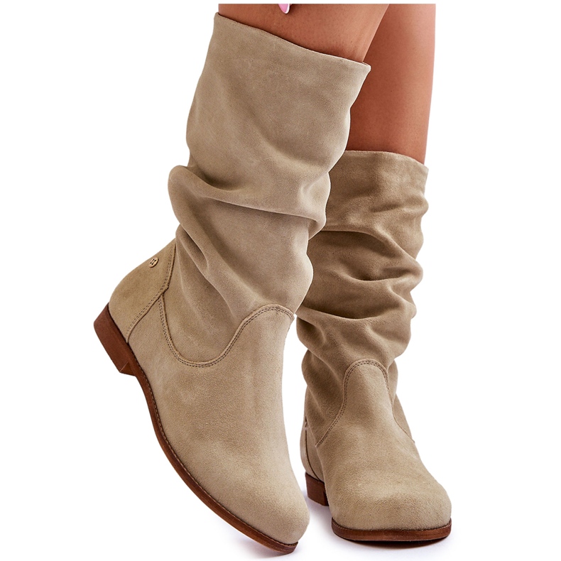 Ženske čizme od brušene kože Maciejka 05057-09 svijetlozelene zelena