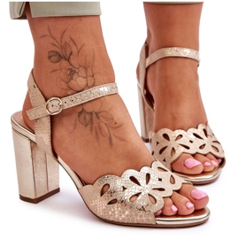 Ažurne sandale Sergio Leone SK872 bež-zlatne boje zlatni