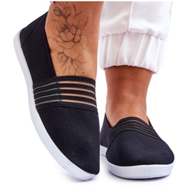 S.Barski Ženske slip-on tekstilne tenisice Black Lilis crna